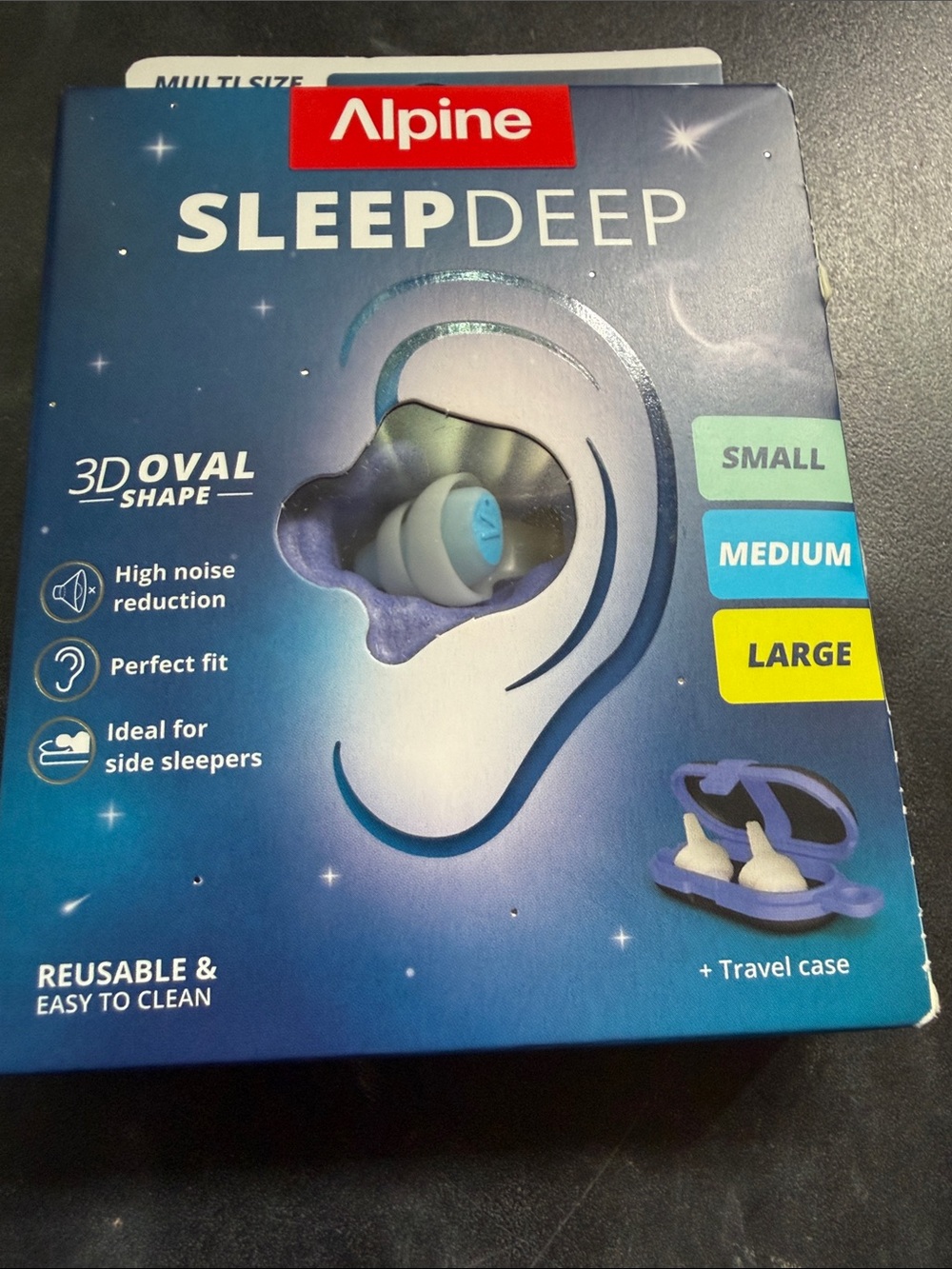 Alpine SleepDeep Earplugs in Blue and White with Travel Case